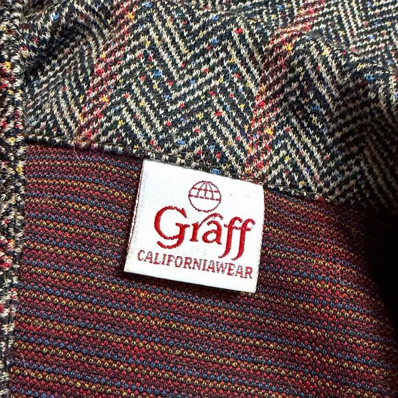 VINTAGE 1970s GRAFF POLYESTER BLAZER JACKET BROWN MULTICOLOR HERRINGBONE - Picture 3 of 4